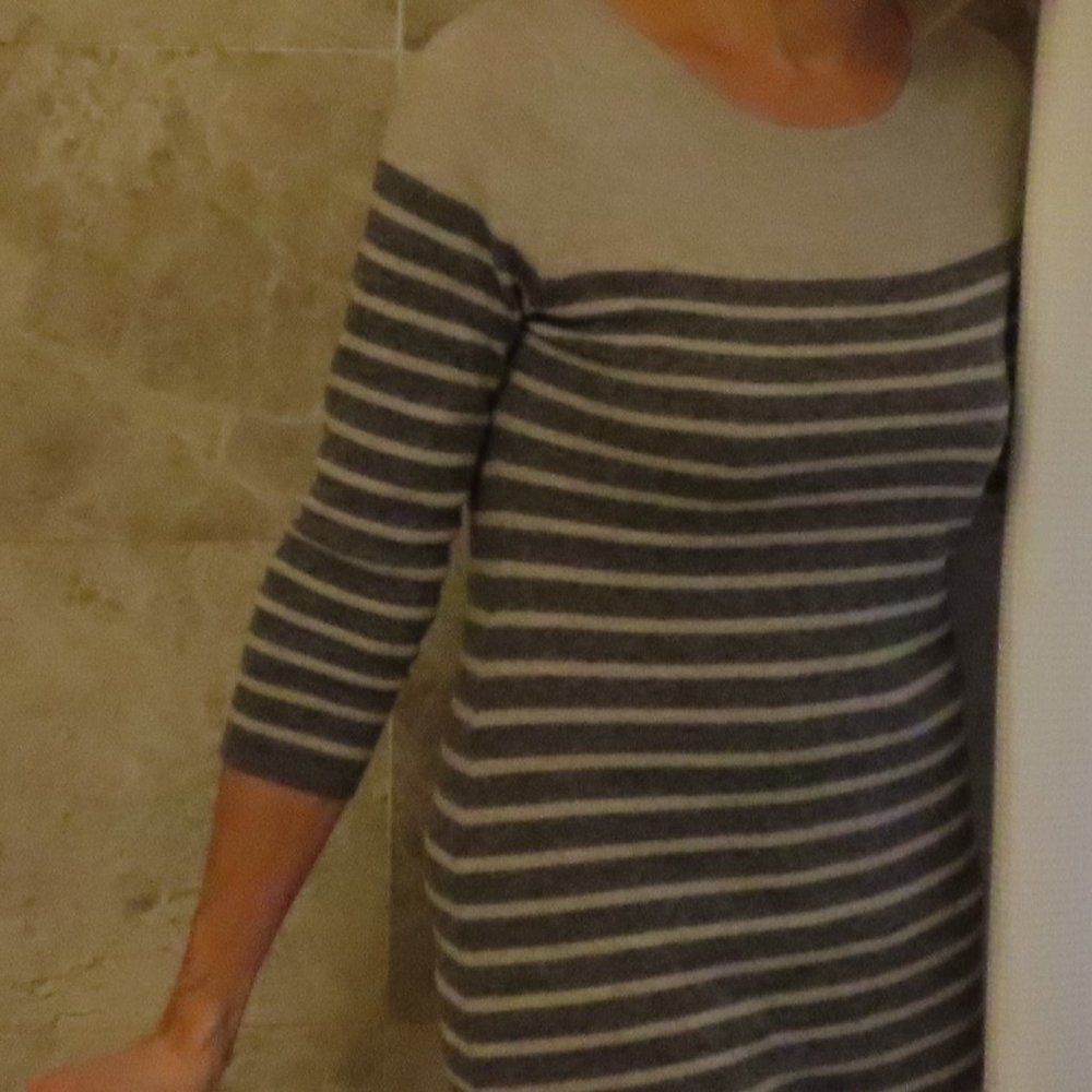 Banana Republic Grey n White Striped LS Italian Wool Dress, size XS
